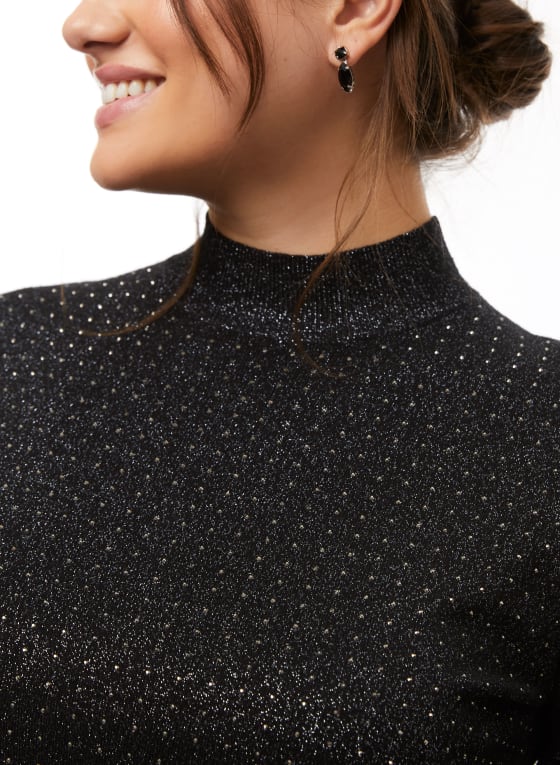 Rhinestone Mock Neck Sweater