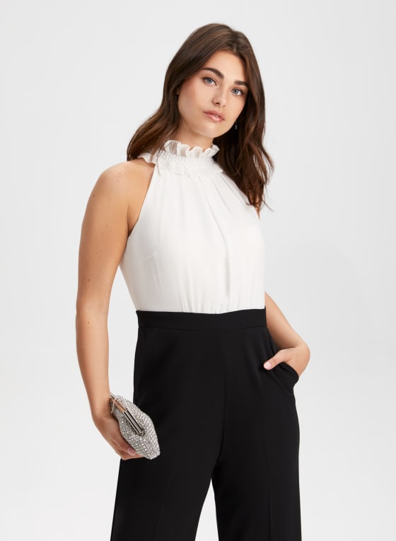 Ruffle Detail Halter Neck Jumpsuit