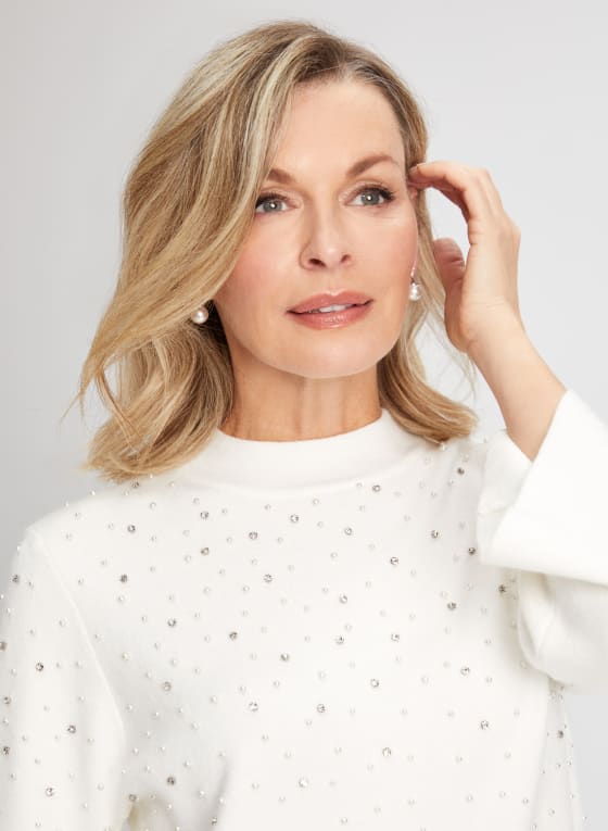 Embellished Mock Neck Sweater