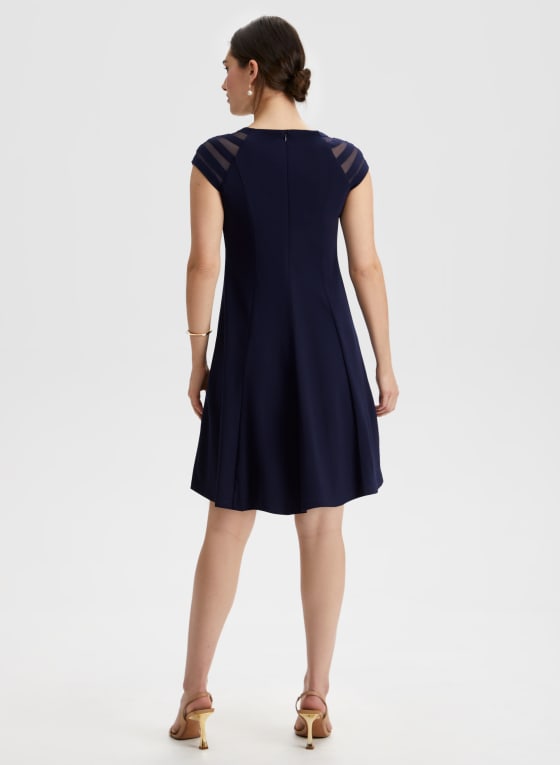 Mesh Detail Fit & Flare Dress