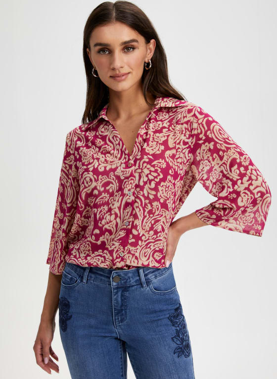 Paisley Print 3/4 Sleeve Blouse