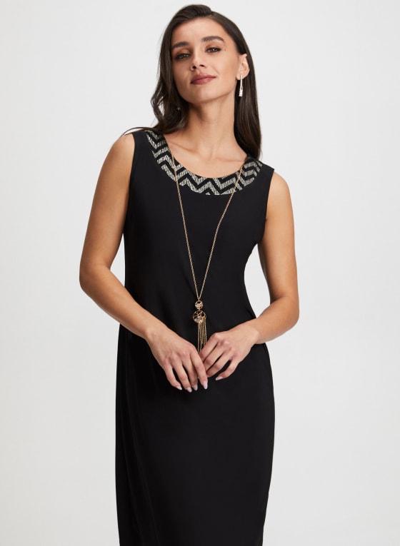 Metallic Jacket, Dress & Necklace Set