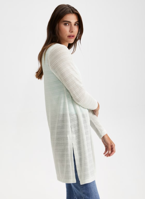 Pointelle Knit Open Front Top