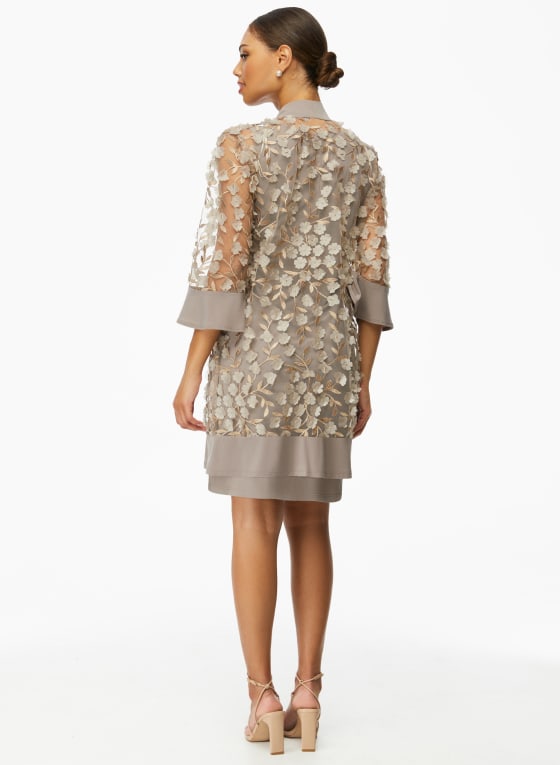 Flower Mesh Jacket, Dress & Necklace Set