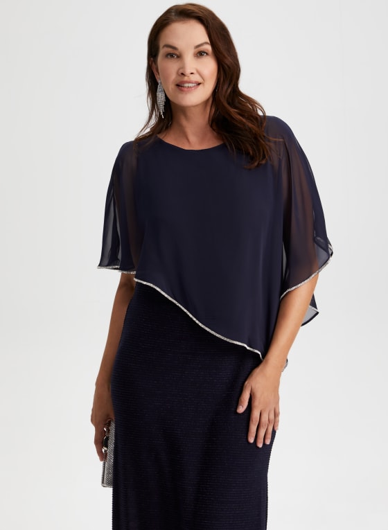 Rhinestone Detail Poncho Dress