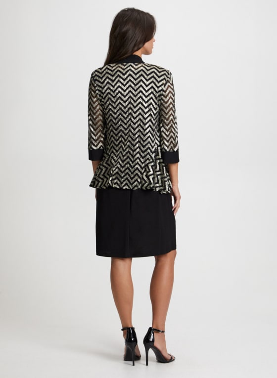 Metallic Jacket, Dress & Necklace Set