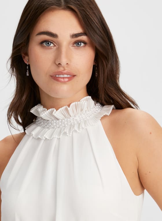Ruffle Detail Halter Neck Jumpsuit