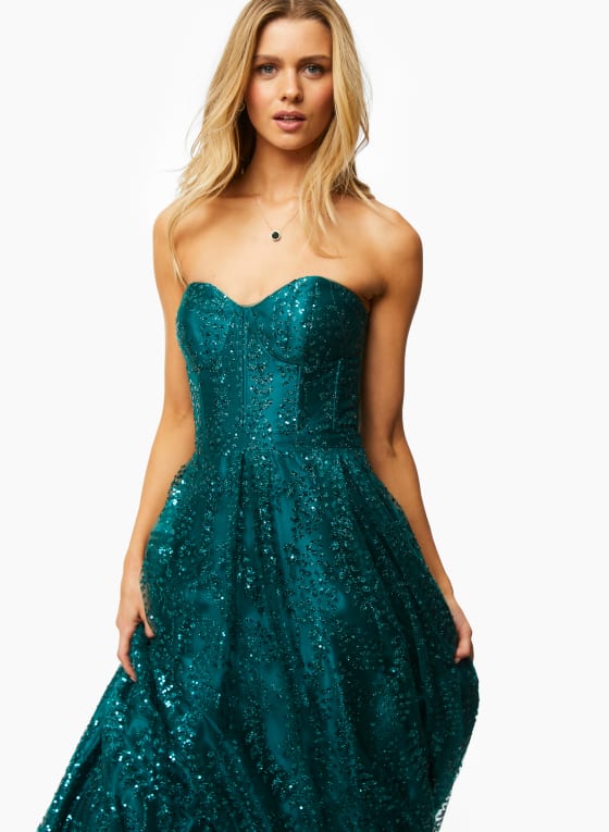 Strapless Corset Detail Ball Gown