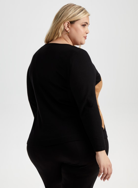 Colour Block Animal Motif Sweater