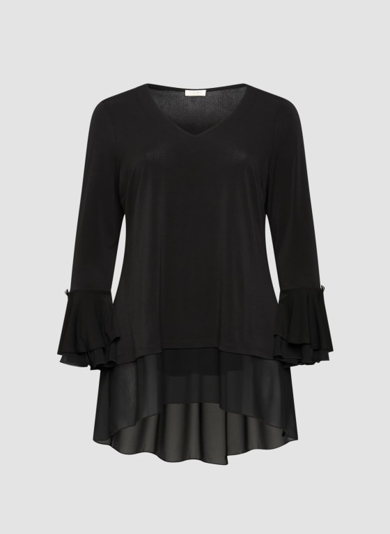 Button Detail Flare Sleeve Top