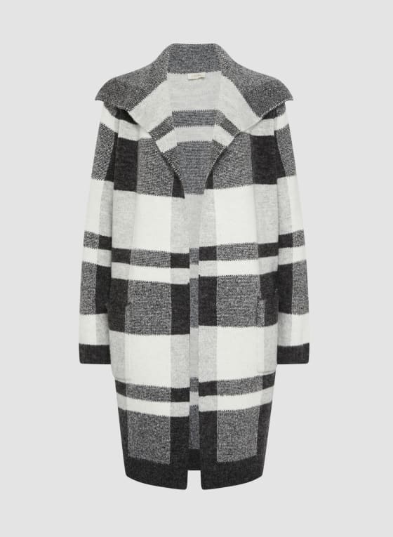 Plaid Shawl Collar Coatigan
