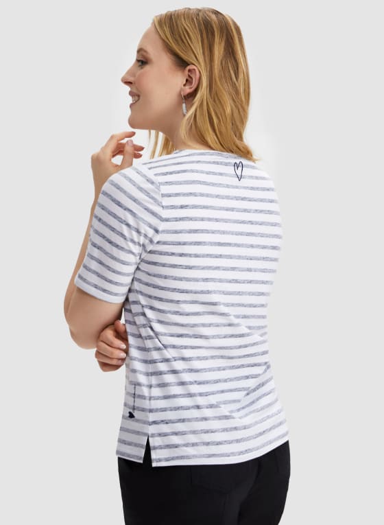 Striped Sequin Detail T-Shirt