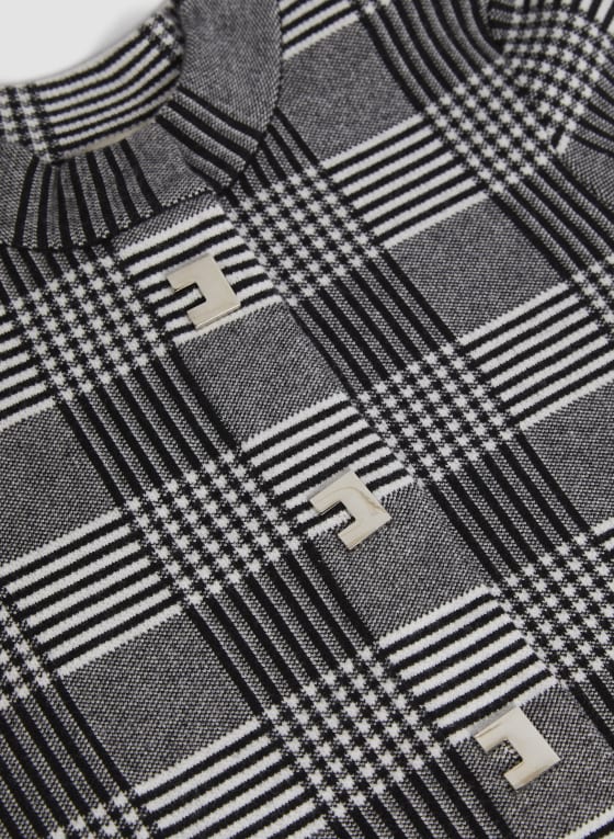 Plaid Mock Neck Cardigan