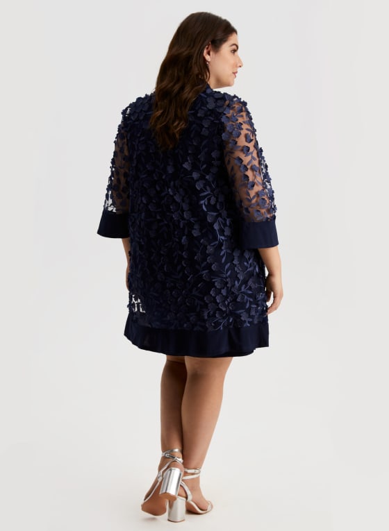 Flower Mesh Jacket, Dress & Necklace Set