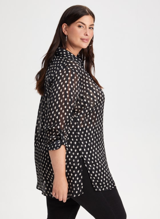 Button Down Dot Motif Tunic