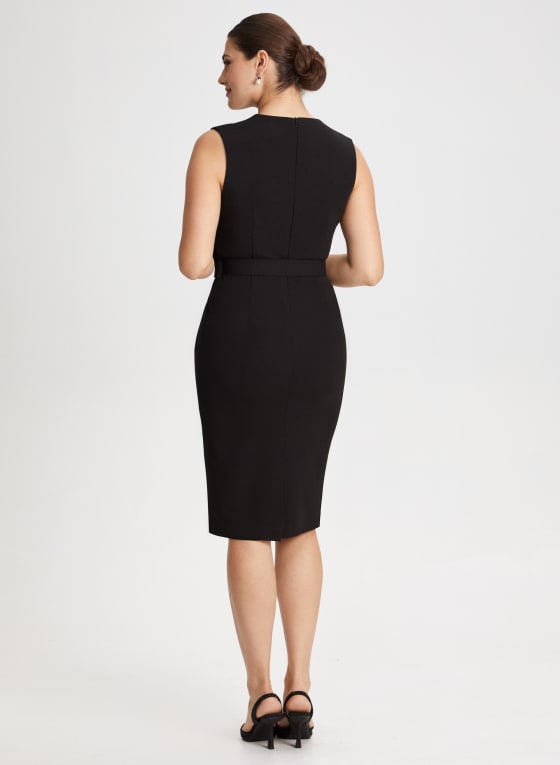 Belted Sleeveless Sheath Dress