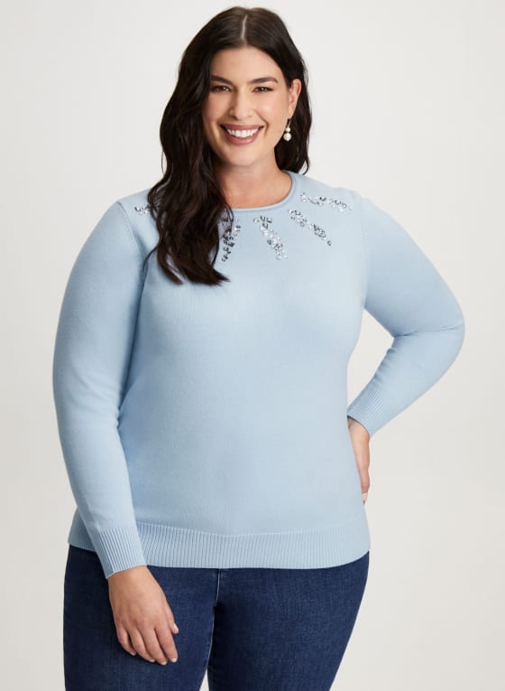 Rhinestone Detail Sweater