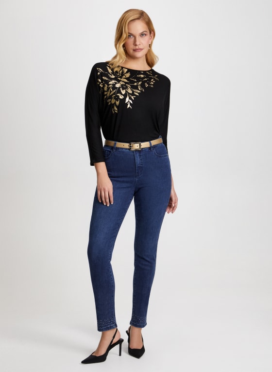 Foil Print Dolman Sleeve Top