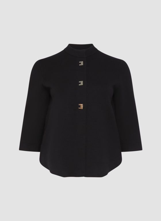 Mock Neck Button Front Cardigan