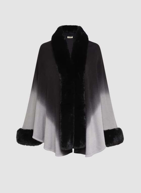 Faux-Fur Trim Poncho