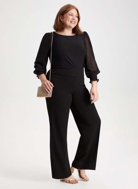 Pull-On Wide Leg Pants