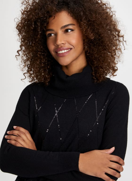 Argyle Motif Sequin Detail Sweater