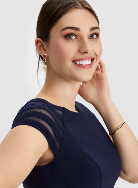 Mesh Detail Fit & Flare Dress