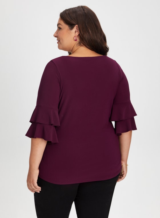 Ruffle Sleeve Keyhole Top