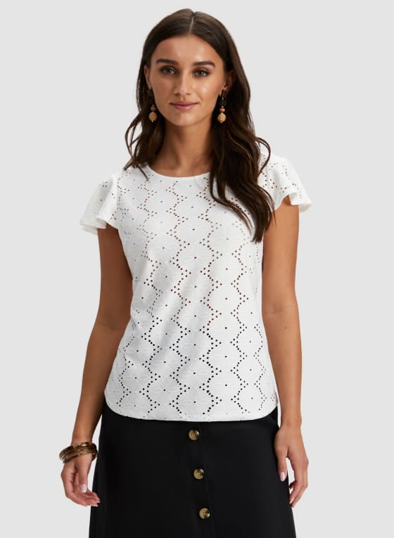 Short Sleeve Eyelet Top