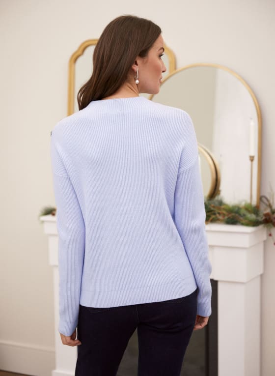 Button Detail Mock Neck Sweater