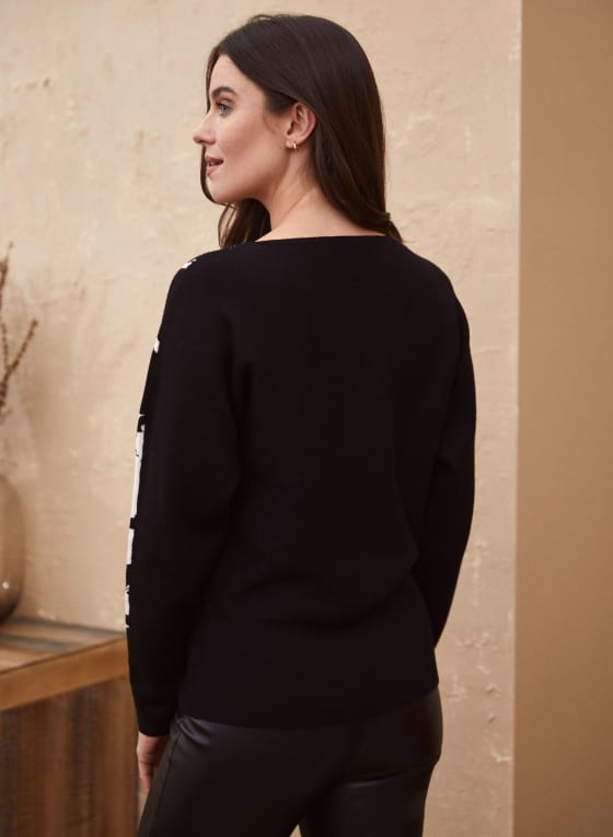 Contrast Floral Motif Sweater