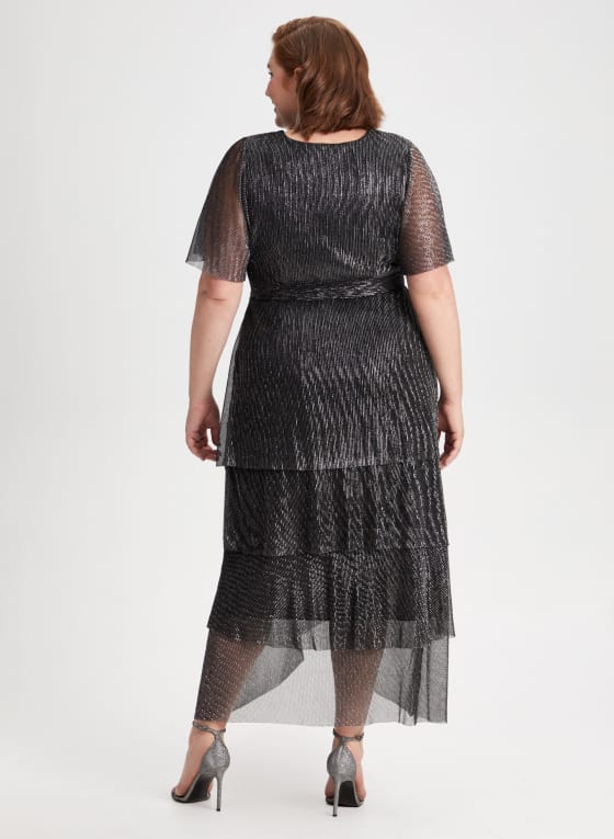 Asymmetric Tiered Metallic Dress