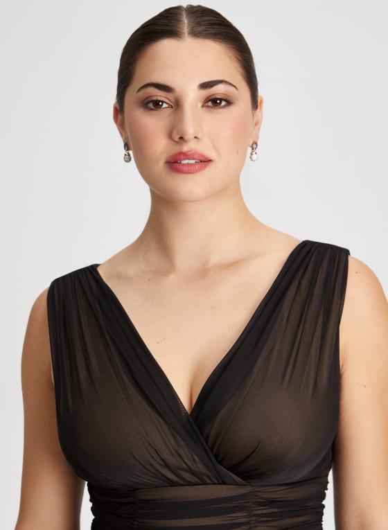 Mesh Detail Fit & Flare Dress