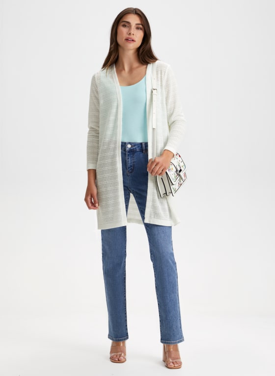 Pointelle Knit Open Front Top