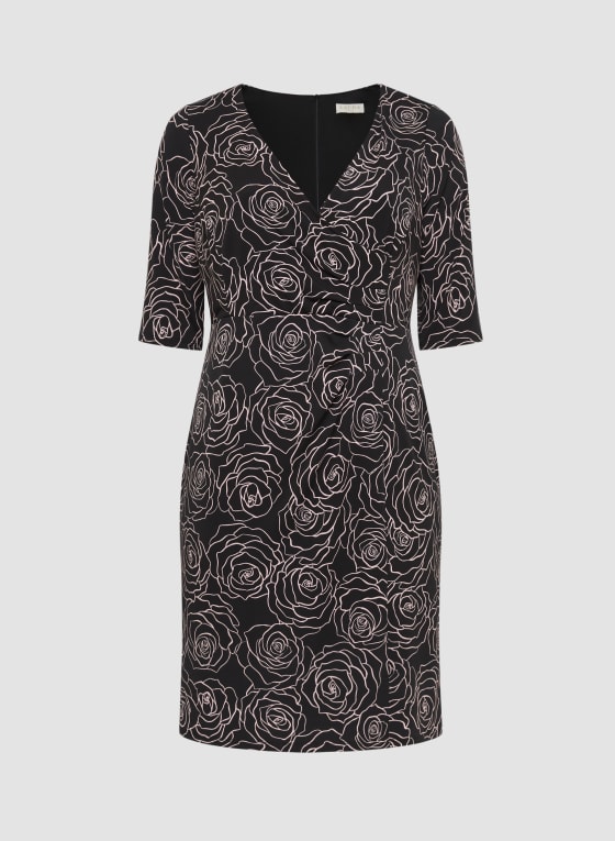Rose Print Sheath Dress