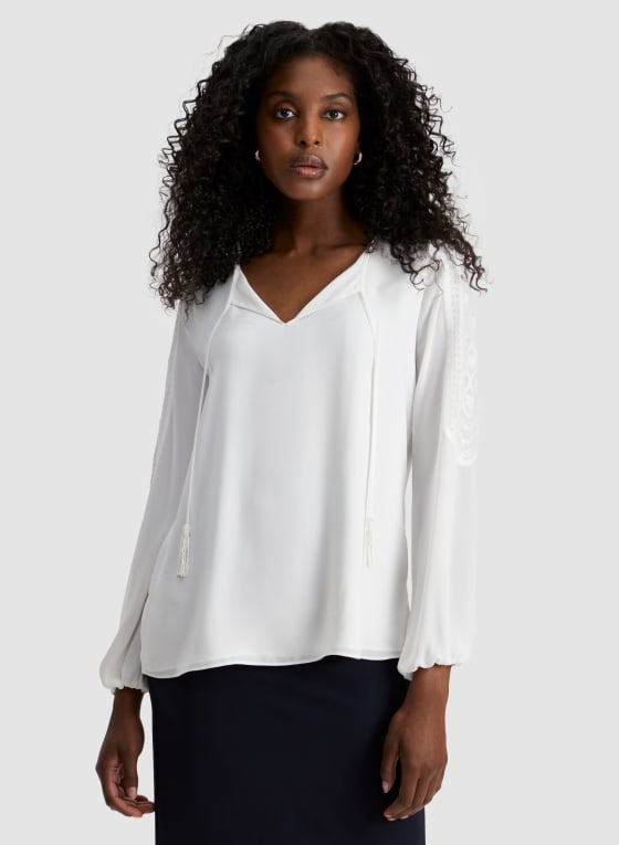 Embroidered Puff Sleeve Blouse