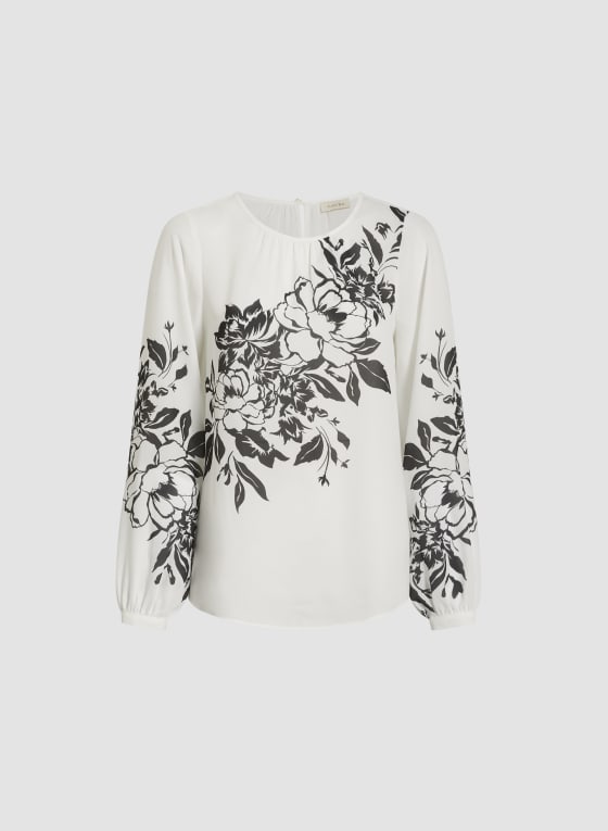 Floral Print Popover Blouse