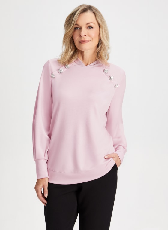 Hooded Crystal Button Top