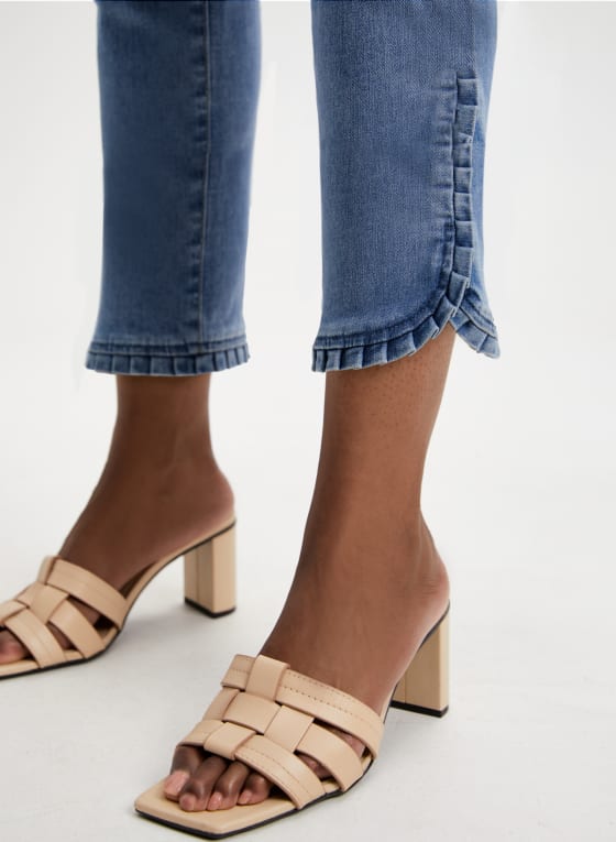 Ruffle Detail Denim Capris