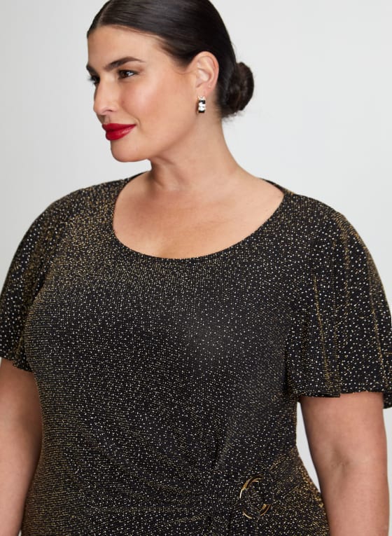 Short Sleeve Buckle Detail Top