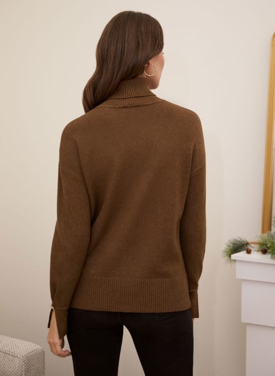 Split Cuff Turtleneck Sweater