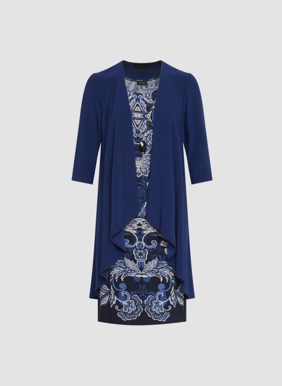 Paisley Print Dress & Cardigan