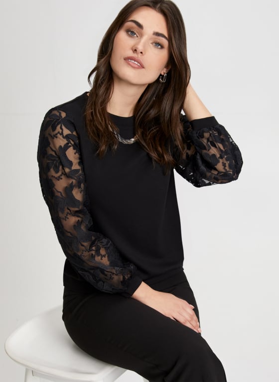 Floral Organza Sleeve Top