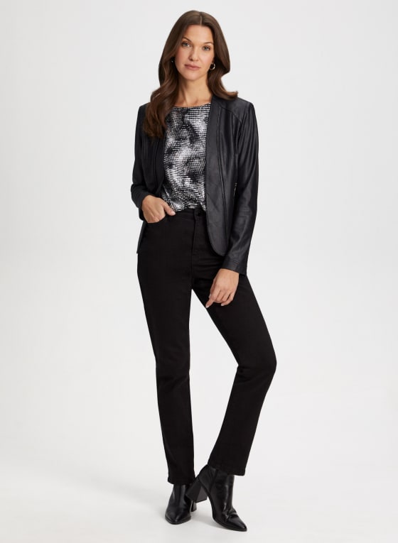 Abstract Metallic Print Top