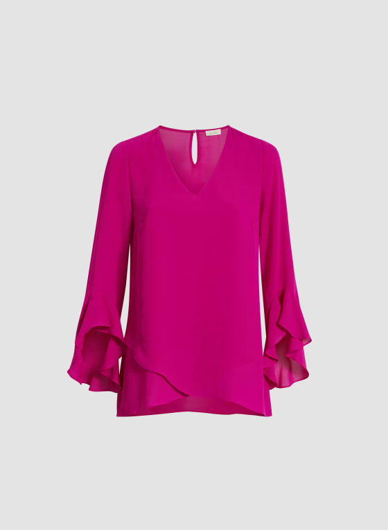 Flutter Sleeve V-Neck Blouse