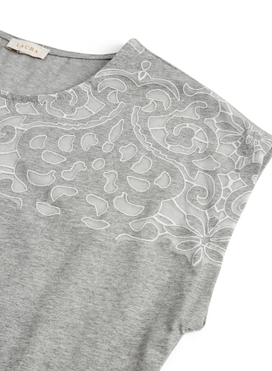 Sheer Detail Cotton Blend Tee