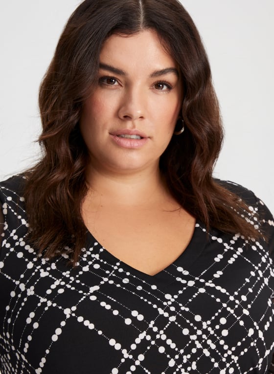 Geometric Print Flare Sleeve Top