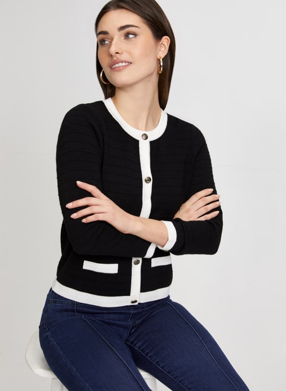 Contrast Trim Knit Cardigan