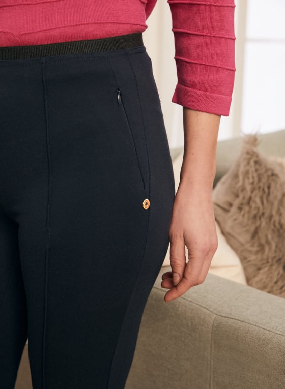 Pintuck Detail Pull-On Pants