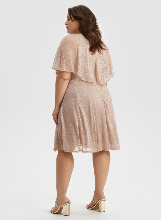 Mesh Detail Capelet Dress